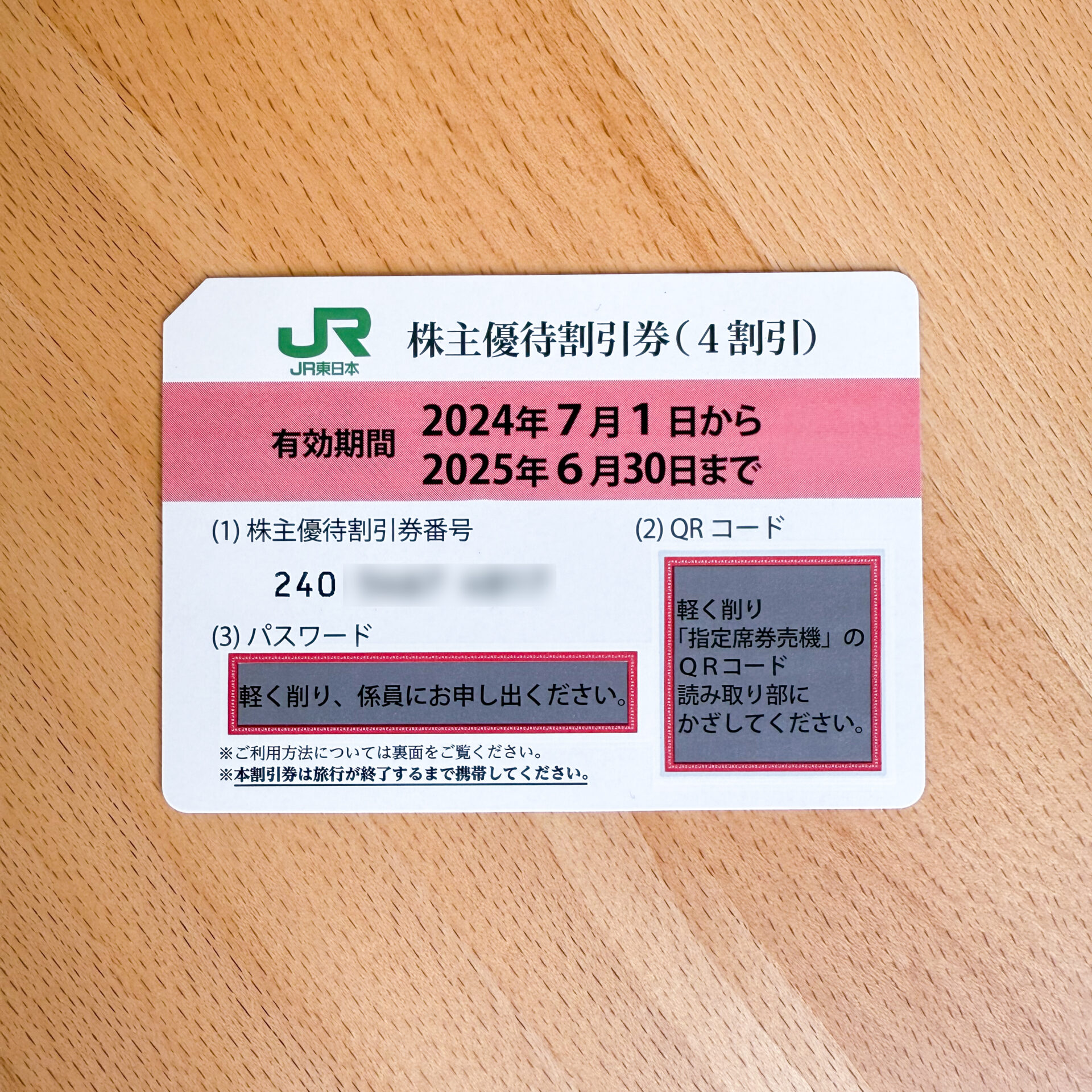 JR東日本株主優待割引券
