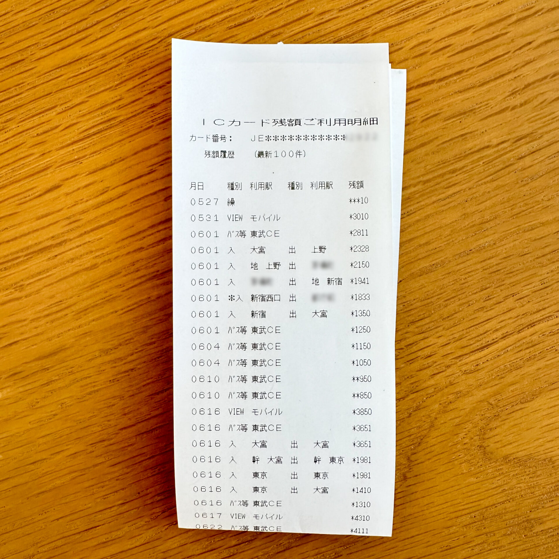 Suica利用履歴