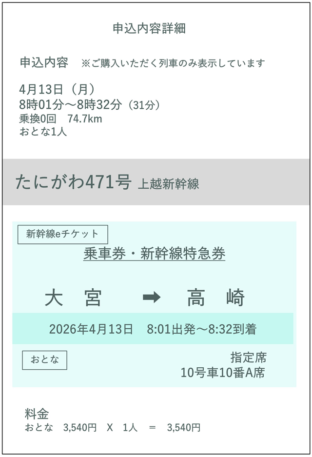 新幹線eチケット原券イメージ
