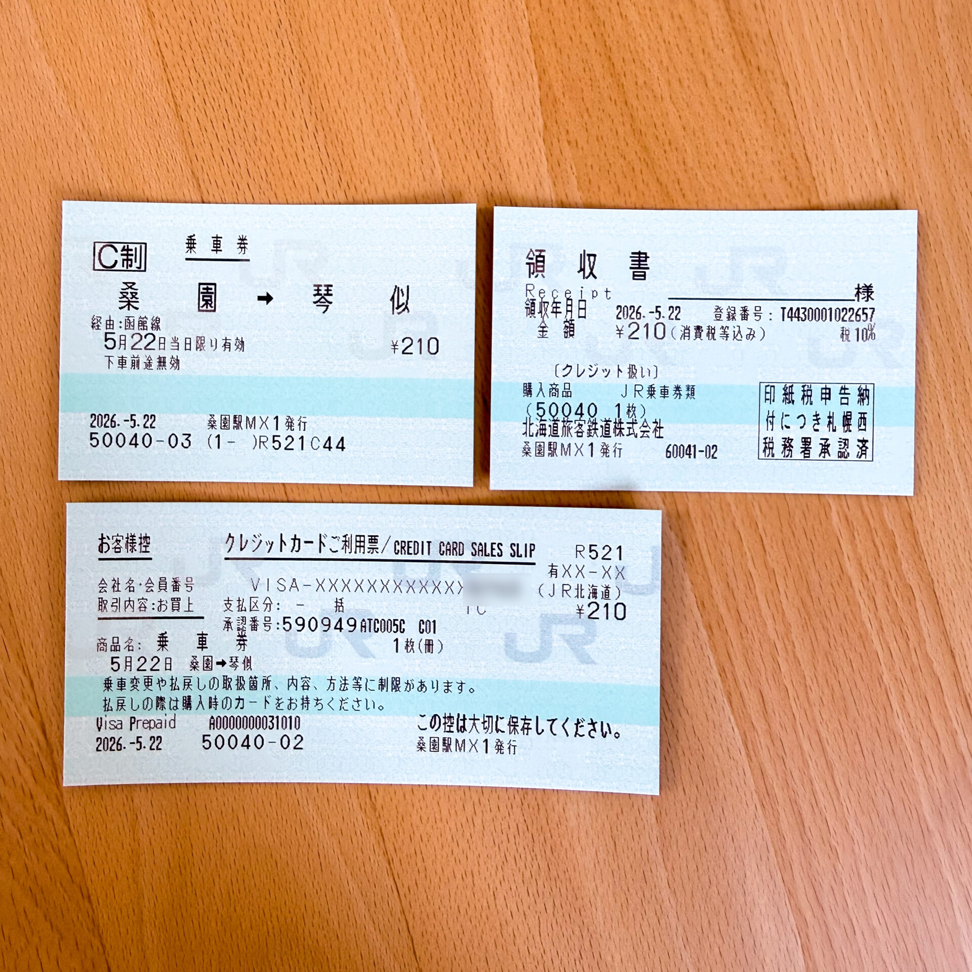 桑園駅から琴似駅ゆき普通乗車券